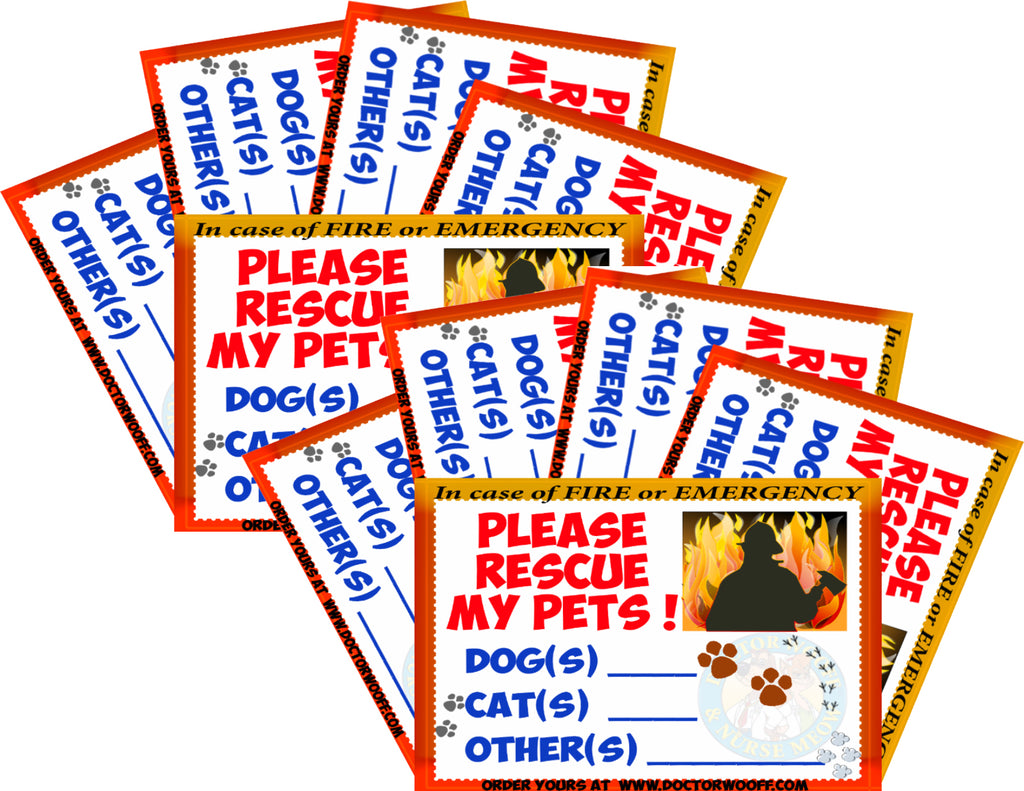 Set of 10 Emergency-Pet-Lifesaving Window Stickers !